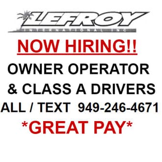We are a Transportation Company located in Rialto, CA.
We offer Local and Long haul jobs with Competitive pay rates!